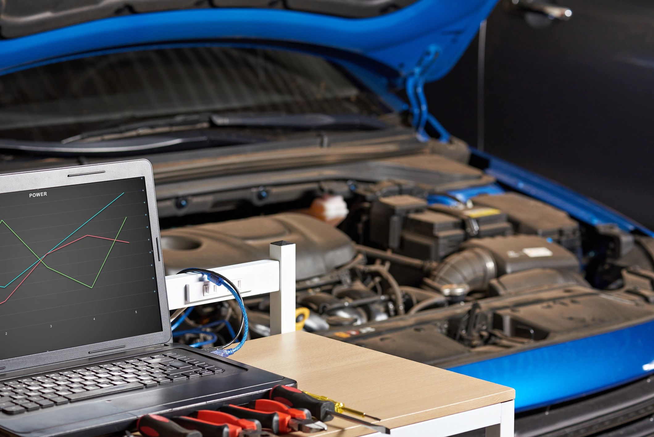 Closeup of modern electronic diagnostic table
